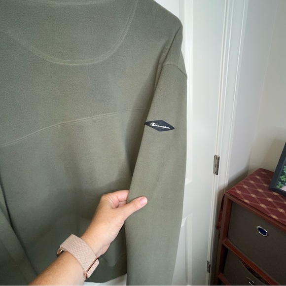 Champion Quarter Zip Pullover Sweatshirt Green - Picture 8 of 14